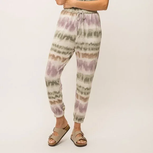 MYSTREE Women’s Tie Dye Joggers – Pastel Sage Lavender Neutral, Size [Insert Siz - Picture 4 of 7